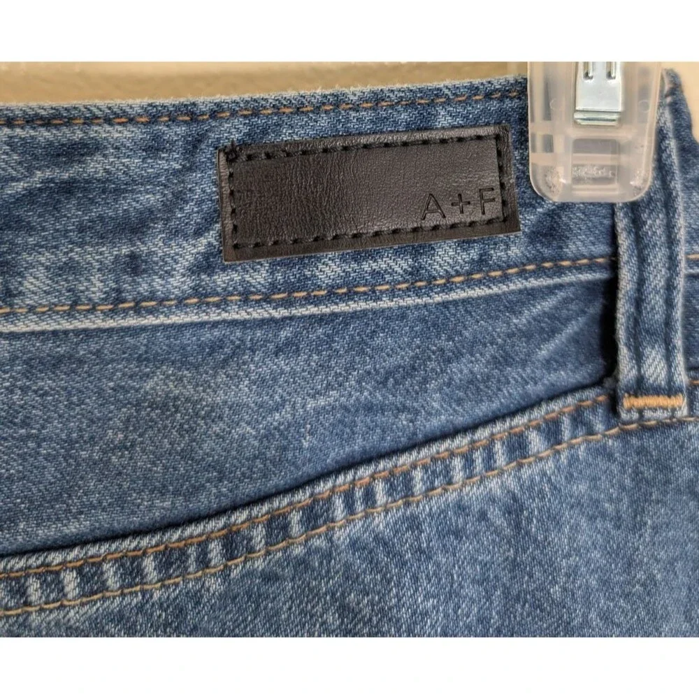Abercrombie & Fitch Denim Mini Skirt Raw Hem Cotton Y2K Western Size 25
